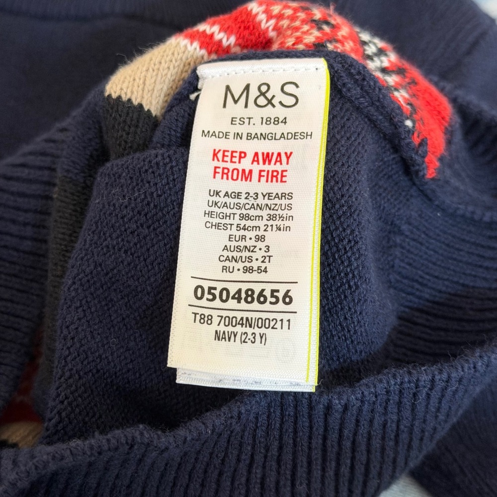 Navy Blue Soldier Knit Sweater Jumper Size 2T Marks & Spencer Kids Blokecore - Picture 4 of 7